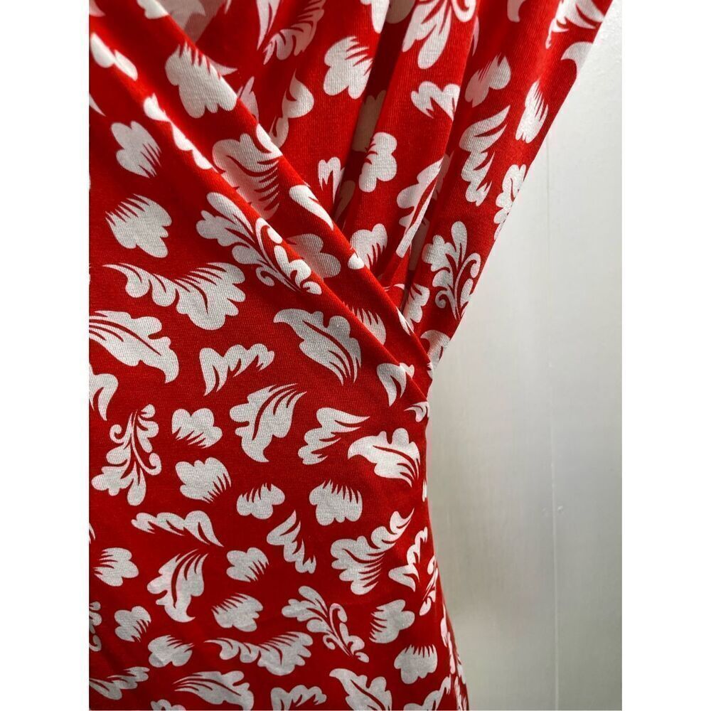 Diane Von Furstenberg Red and White Silk Blend Wrap Dress Size 6 - Picture 4 of 8
